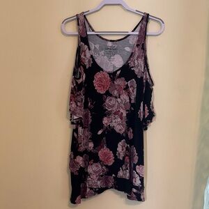 Torrid Black and Purple Floral Tank Top